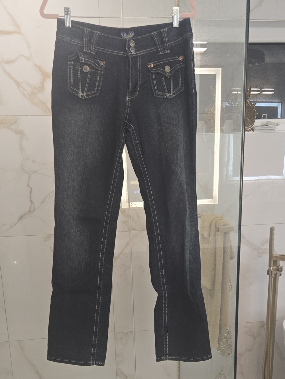 Vintage Angels Y2K Double Button Flap Pocket Jeans Size 8 EUC
